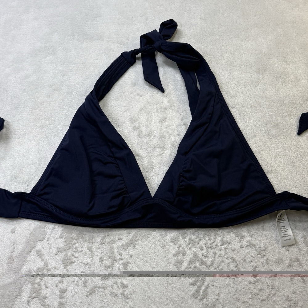 Athleta Bikini Top XS Navy Halter Swimwear Adjustable Tie